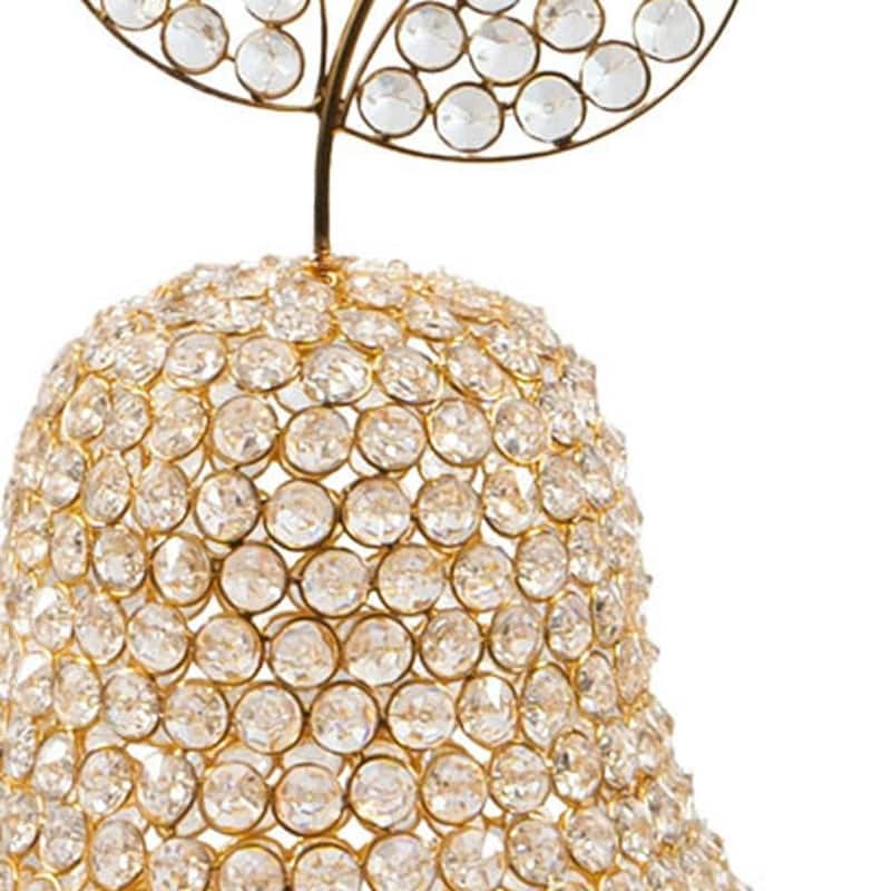 HomeRoots 18" Gold Aluminum And Faux Crystal Decorative Pear - 10.50 in. x 17.50 in. x 10.50 in.