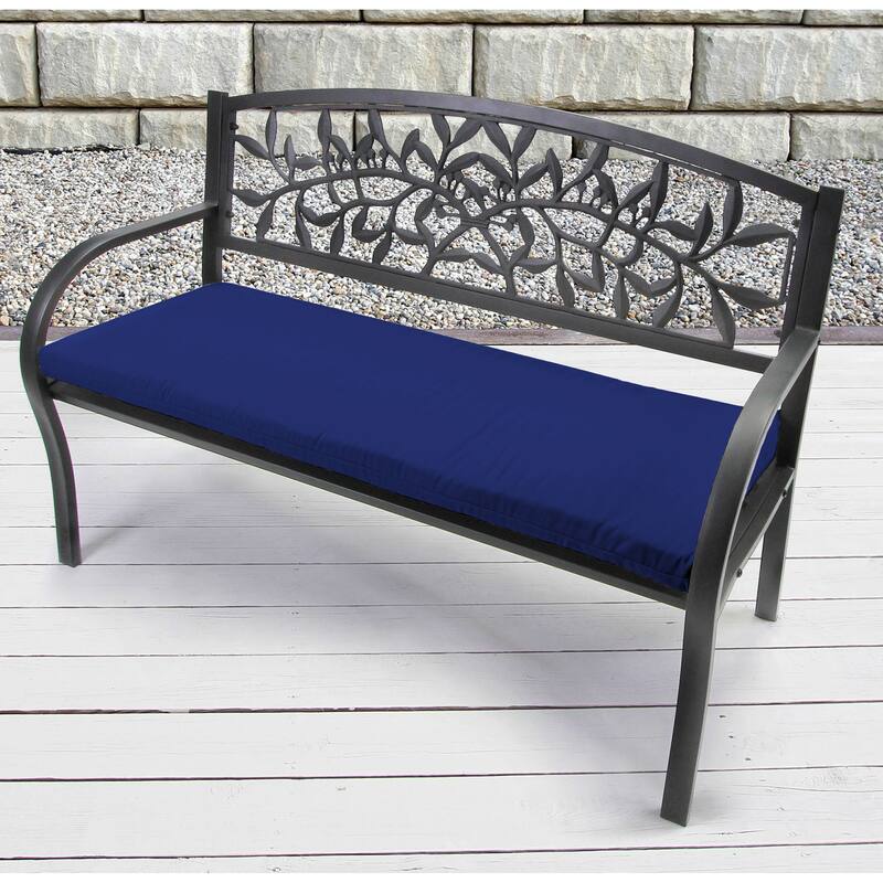 48" x 18" Blue Solid Outdoor Bench Cushion with Ties - 18'' L x 48'' W x 3.5'' H