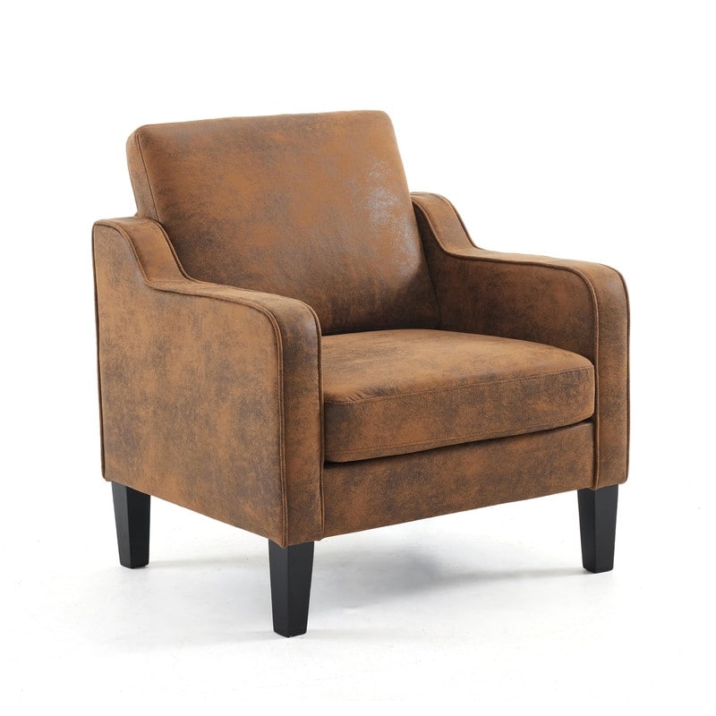 VINGLI Mid Century Modern Fabric Accent Chair - Brown