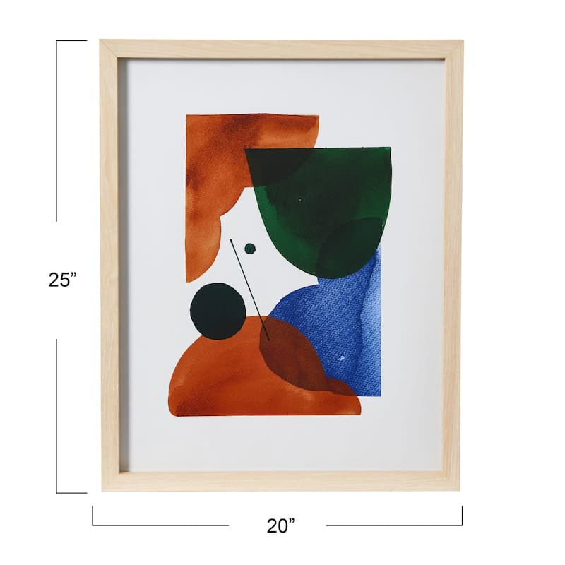 Abstract Geometric Print with Solid Wood Frame and Glass Cover