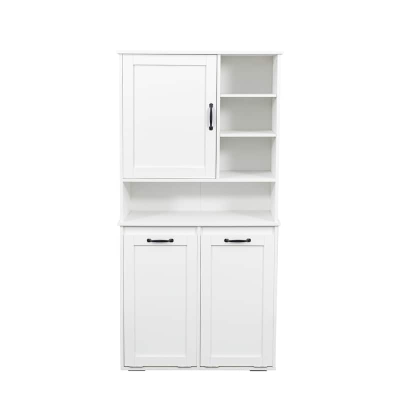 GDFStudio - 63" Freestanding Laundry Storage Cabinet with Tilt-Out Hampers, 4 Layer Open & Adjustable Shelving - Open shelf