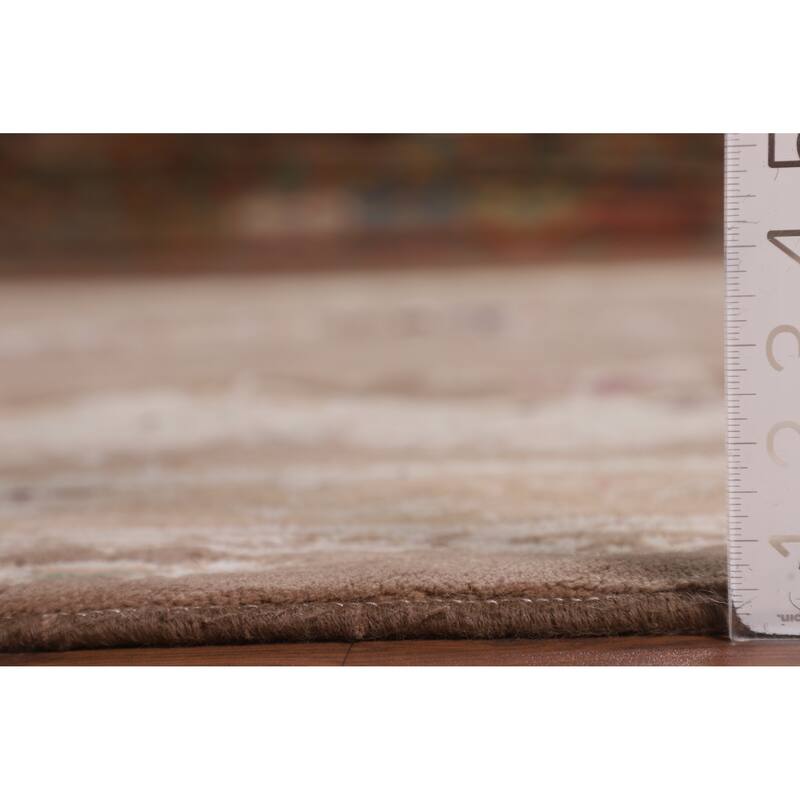 Brown Floral Kashan Turkish Area Rug Machine Made Traditional Carpet - 8'2" x 11'7"