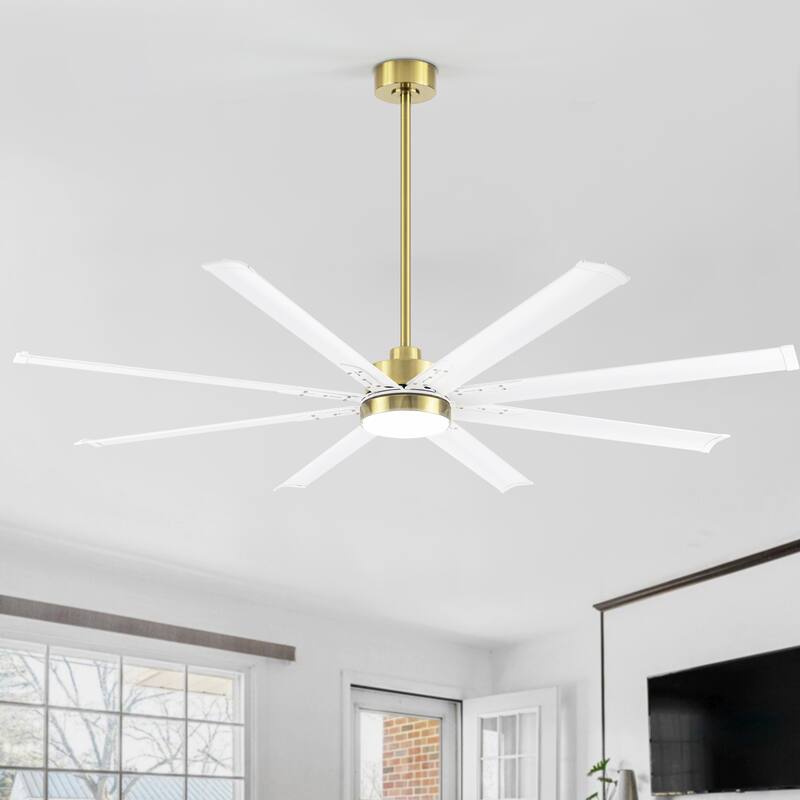 72-in Integrated LED Indoor Ceiling Fan with Light and Remote (8- Aluminum Blade) - GoldWhite - Remote
