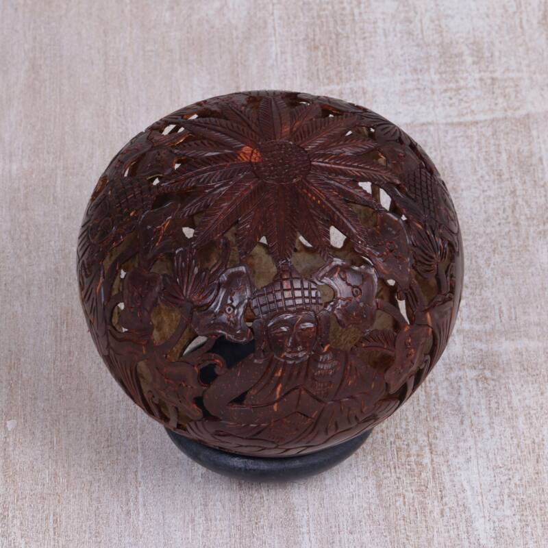 Novica Handmade Buddhas Lore Coconut Shell Sculpture