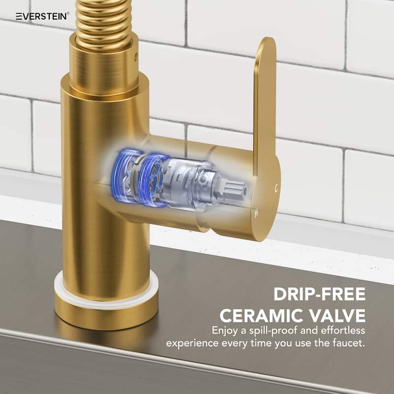 Kitchen Sink Faucet with Pulldown Sprayer Single Handle Spring Pulldown Kitchen Faucet