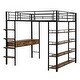 preview thumbnail 9 of 12, Full Size Sturdy Metal Loft bed Frame with Desk and Shelves