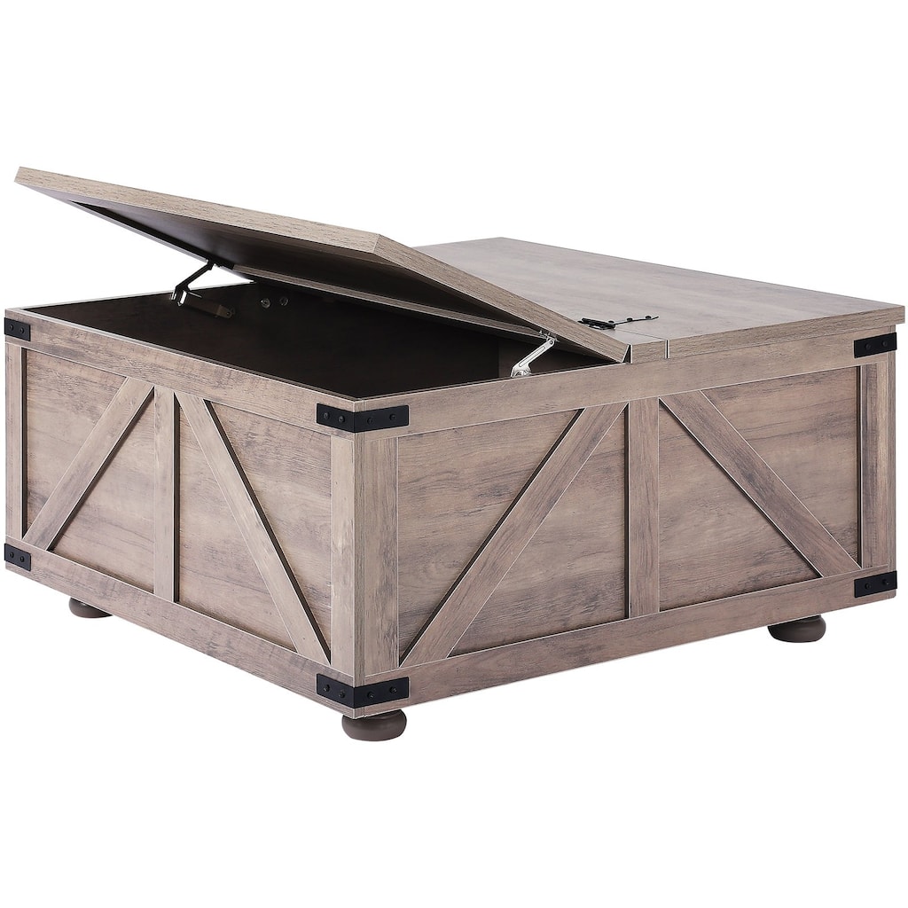 36 Inch Lift Top Square Coffee Table with Large Storage Compartment Perfect for Books or Documents Store - 36” x 36” x 18.2”