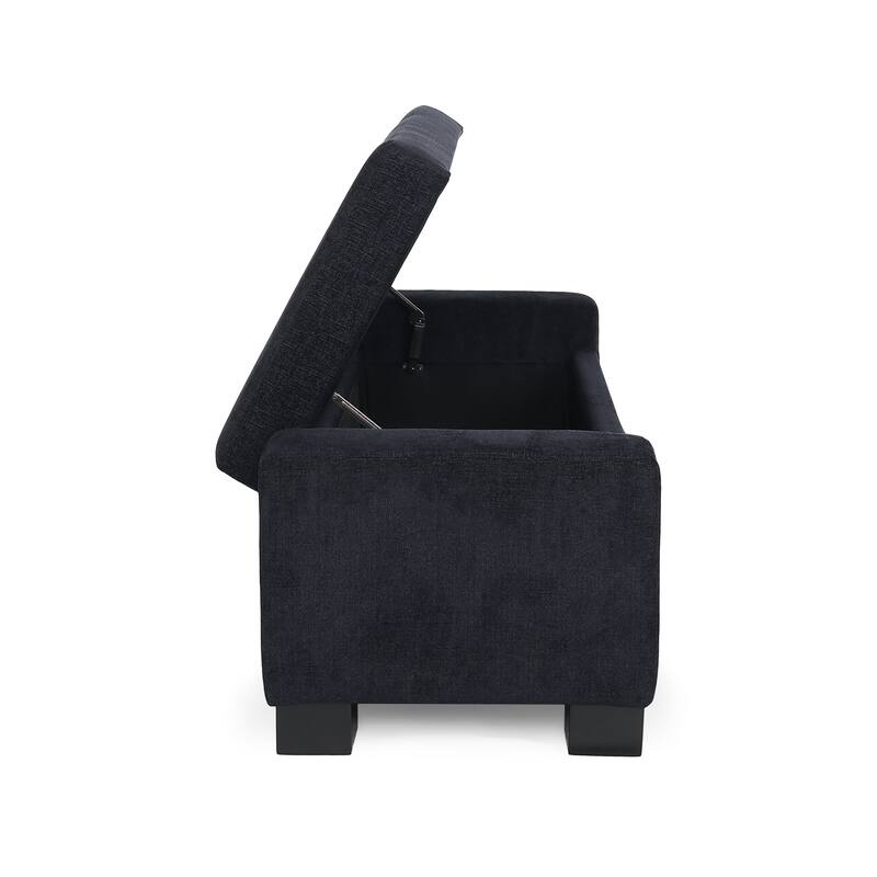 Roomfitters Upholstered Storage Ottoman Bench with Hinged Lid, Rectangular Accent Seat for Living Room or Bedroom