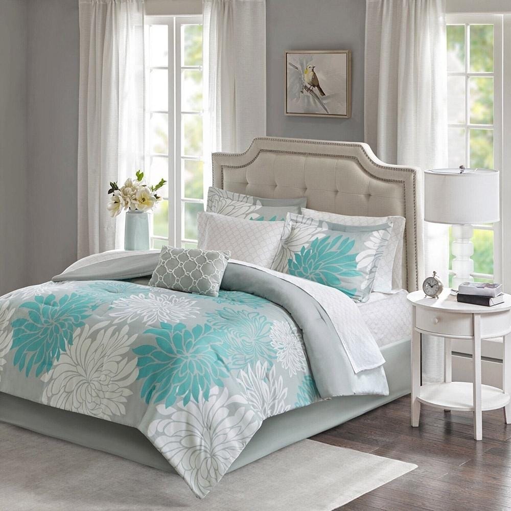 Twin Size Comforter Set with Cotton Bed Sheets Aqua Bed Bath Beyond 40164992
