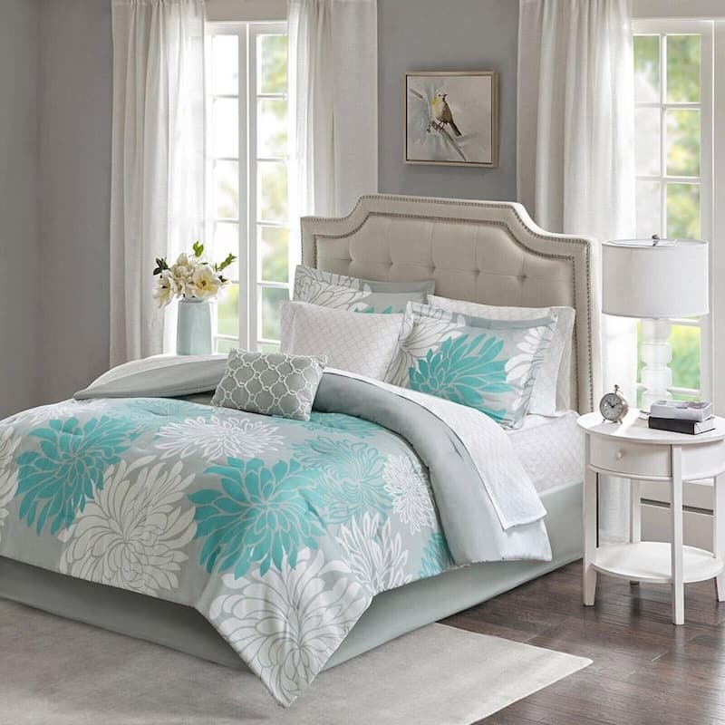 Twin Size Comforter Set with Cotton Bed Sheets Aqua - Bed Bath & Beyond ...