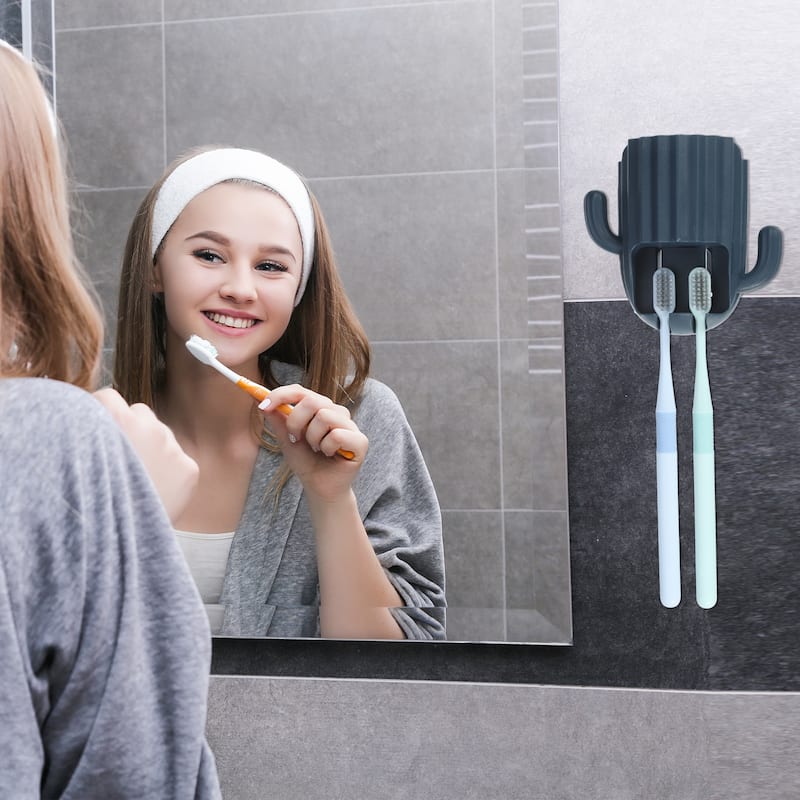 Wall Mounted Toothbrush Holders, Wall Mounted Toothbrush Storage 2.45"x2.45"x3.39" - Dark Blue