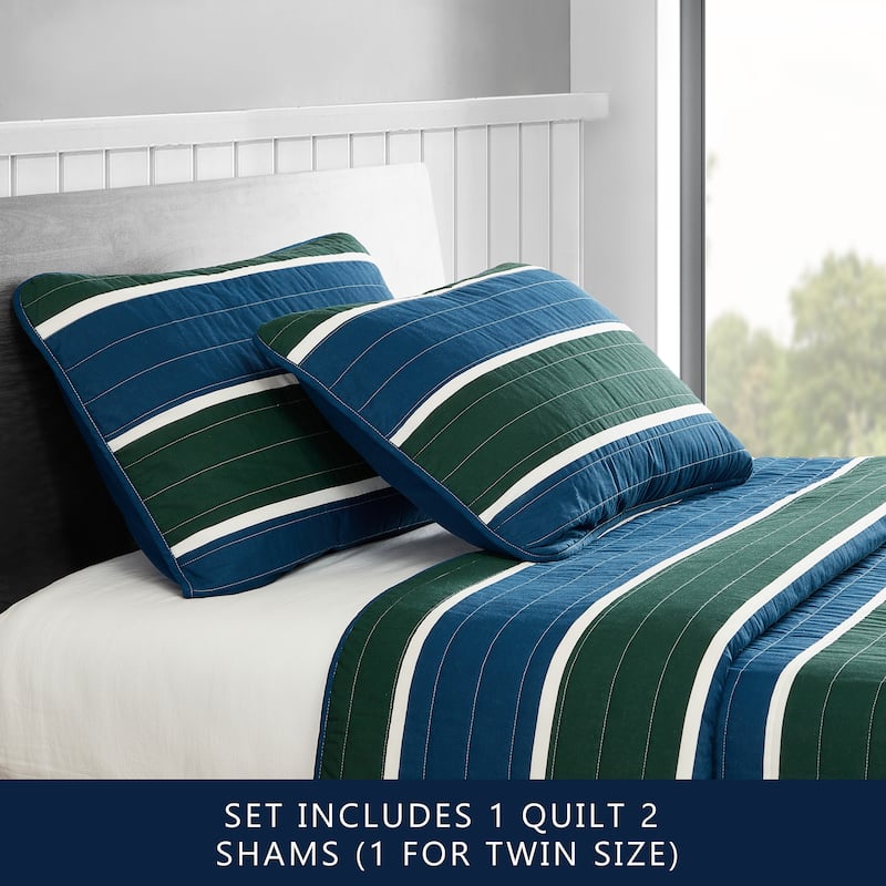 Nautica Knots Cove Navy Cotton Reversible Quilt Set