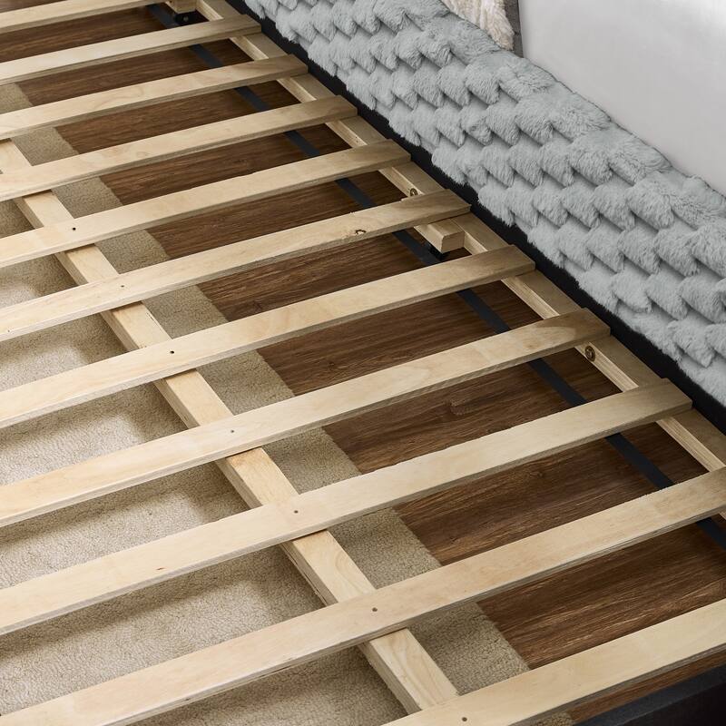 Twin Size Daybed, Upholstered sofa bed,The bottom pulls out to form a bed ,Plaid corduroy fabric- Dark grey(86"*43.5"*34")