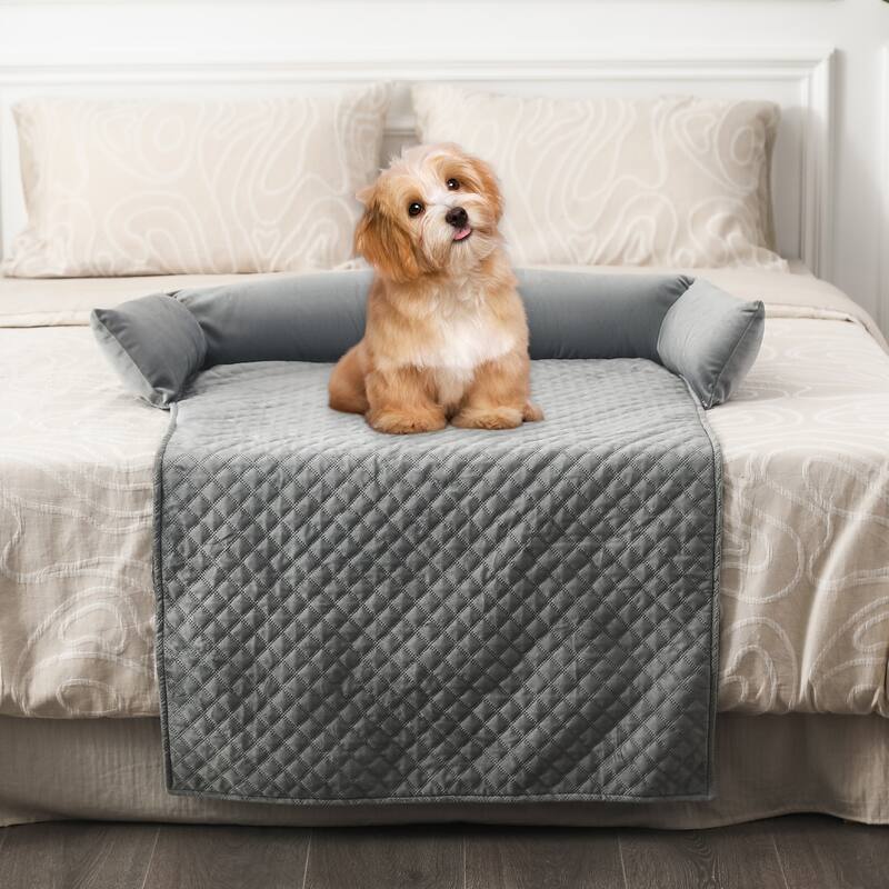 Adeco Velvet Pet Dog Cat Bed for Sofa Couch Bed or Car Blanket Mat - Medium