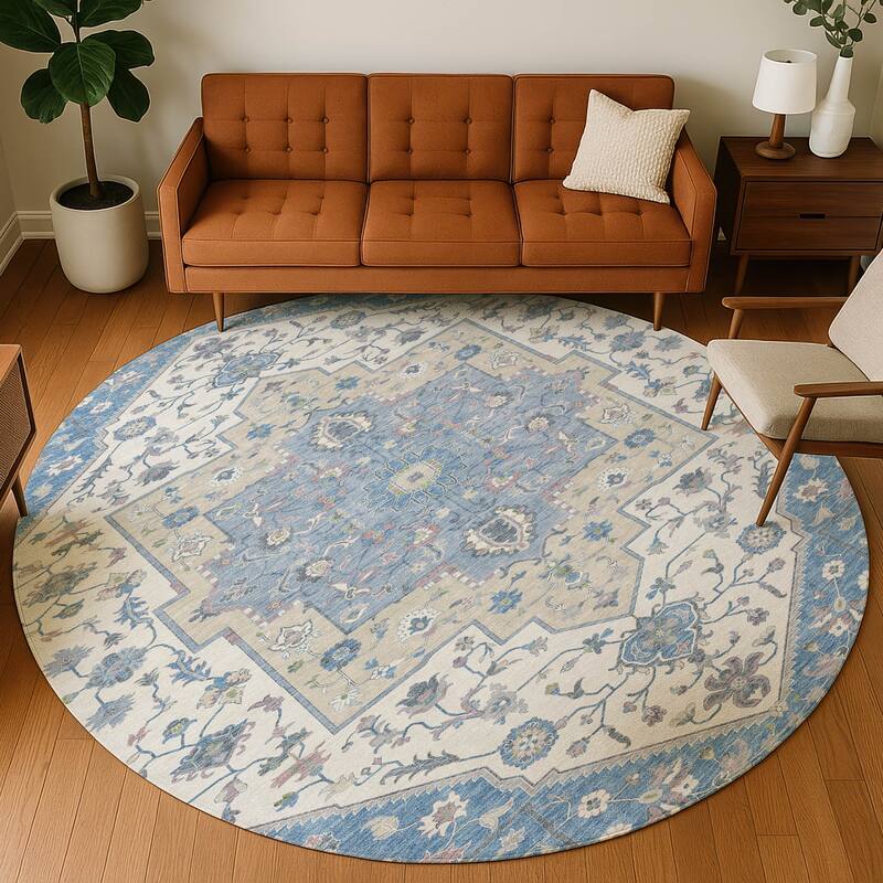 Machine Washable Indoor/ Outdoor Traditional Kolkata Chantille Rug