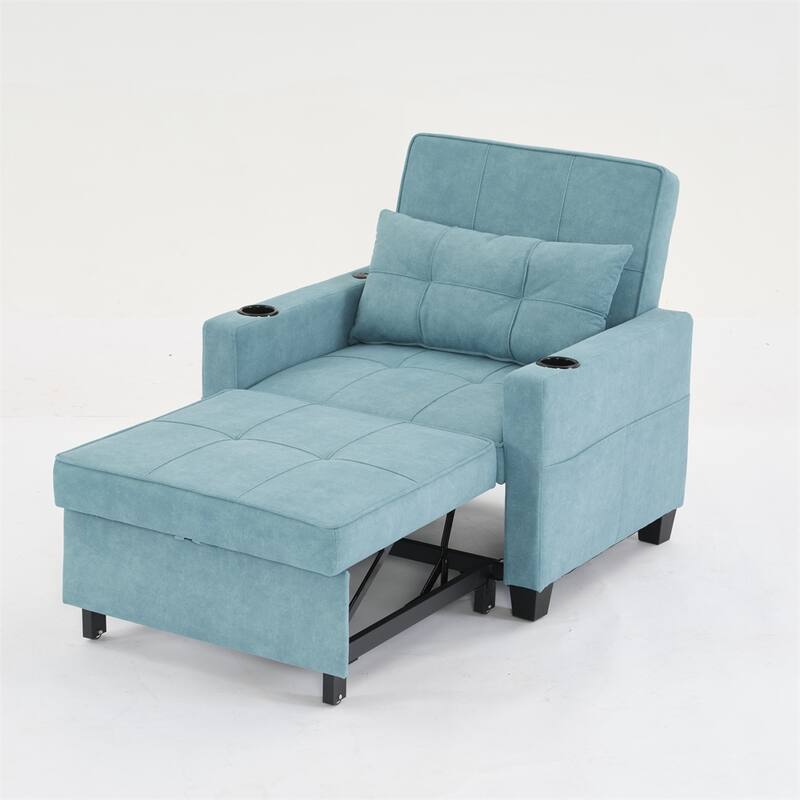 3-in-1 Pull Out Convertible Sleeper Chair w/ USB Ports,Wear Resistant