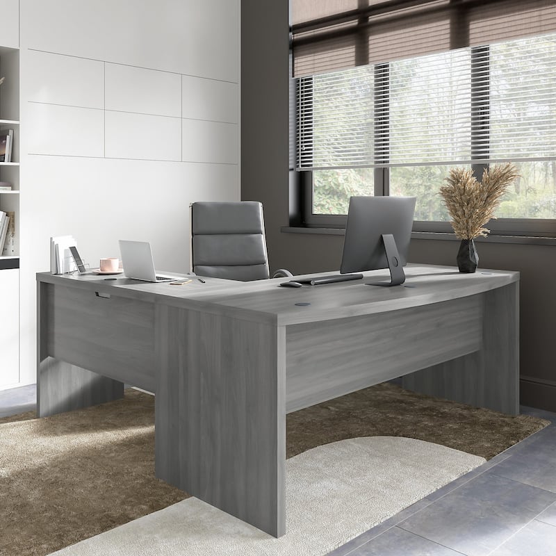 Echo 72W Bow Front L Shaped Desk by Bush Business Furniture - Modern Gray