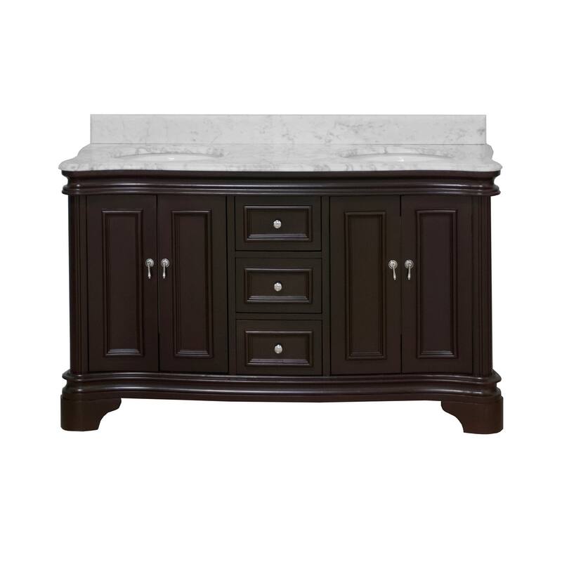 KitchenBathCollection Katherine 60" Double Bathroom Vanity with Carrara Marble Top