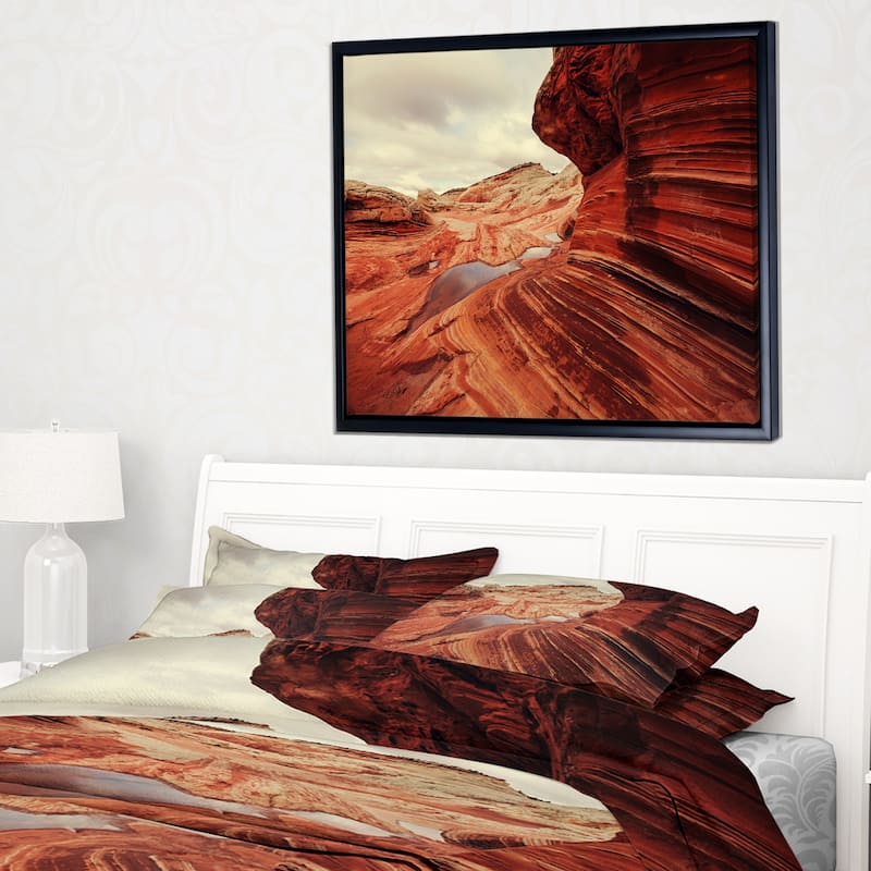 Designart "Vermillion Cliffs At Dawn View" Oversized Landscape Framed Canvas Art