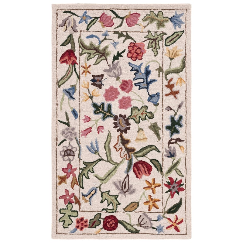 SAFAVIEH Handmade Chelsea Todora Oriental Wool Rug - 3' Square - Ivory/Green