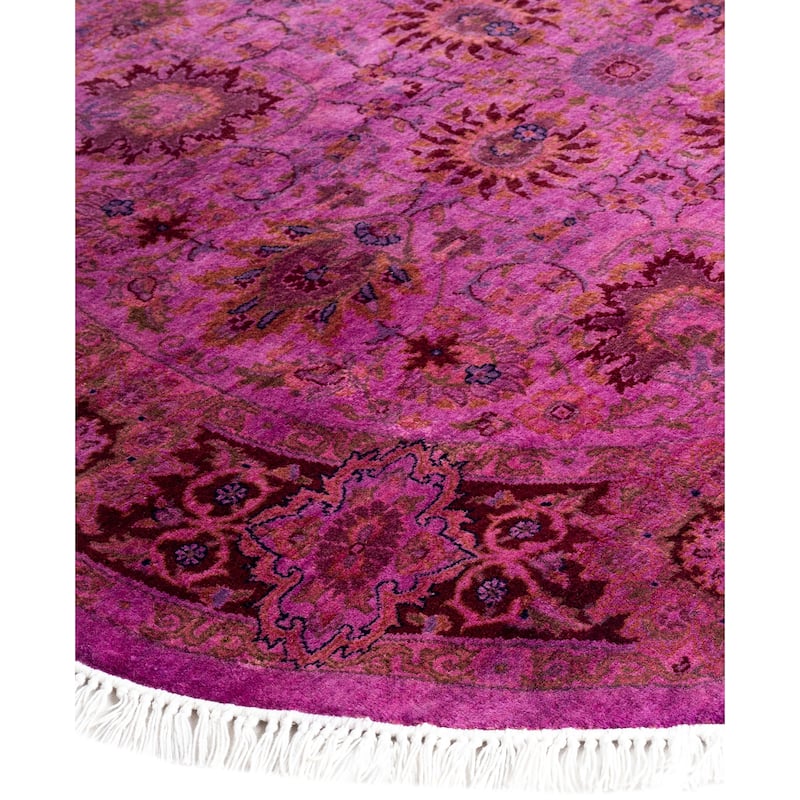 Overdyed One-of-a-Kind Hand-Knotted Area Rug - Purple - 4' 1" x 4' 1"