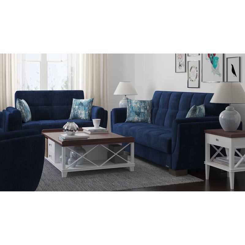 Collection Upholstered Convertible Loveseat With Storage