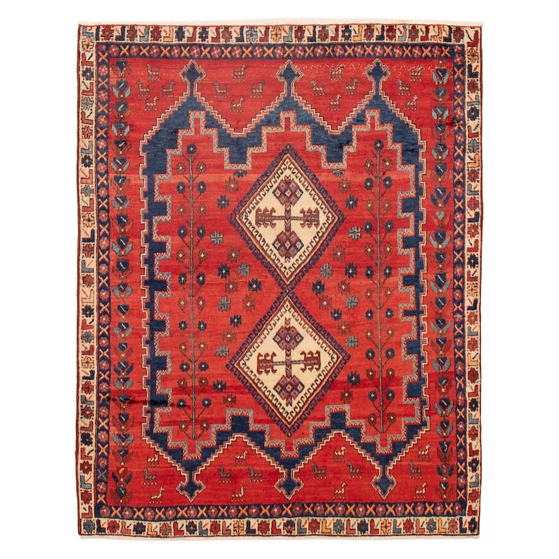 ECARPETGALLERY Hand-knotted Melis Vintage Red Wool Rug - 4'9 x 5'11 - Red - 4'9 x 5'11