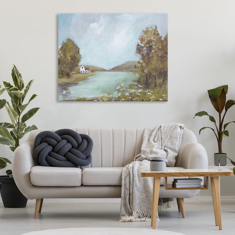 Stupell Distant Cottage Across River Canvas Wall Art Design By Amanda Hilburn