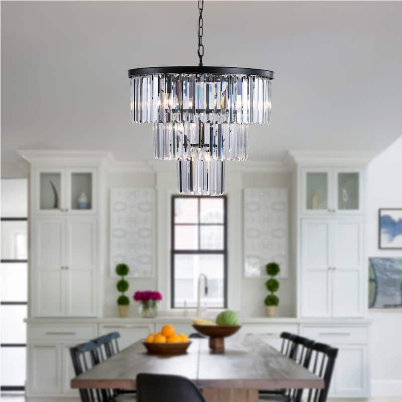Black Crystal Chandeliers Ceiling Lighting for Bedroom Kitchen Island