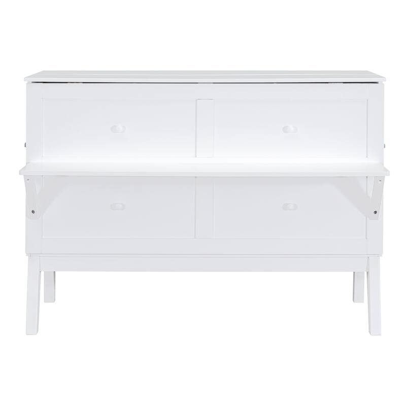 Queen Size Murphy Bed with USB Port and removable Shelves on Each Side,Gray