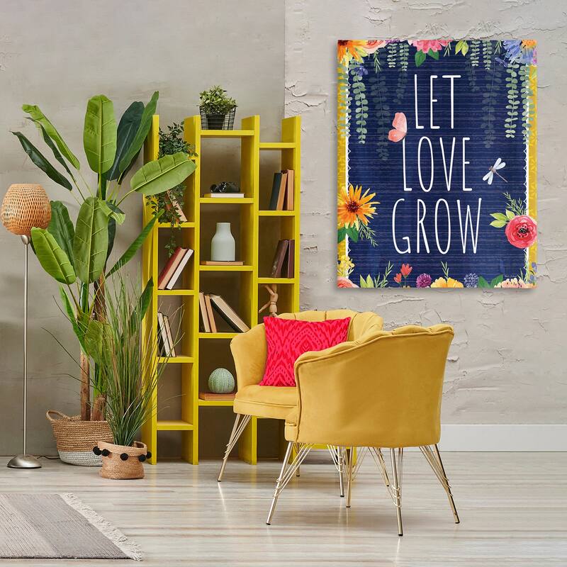 Stupell Let Love Grow Floral Border Canvas Wall Art Design By Nicole DeCamp