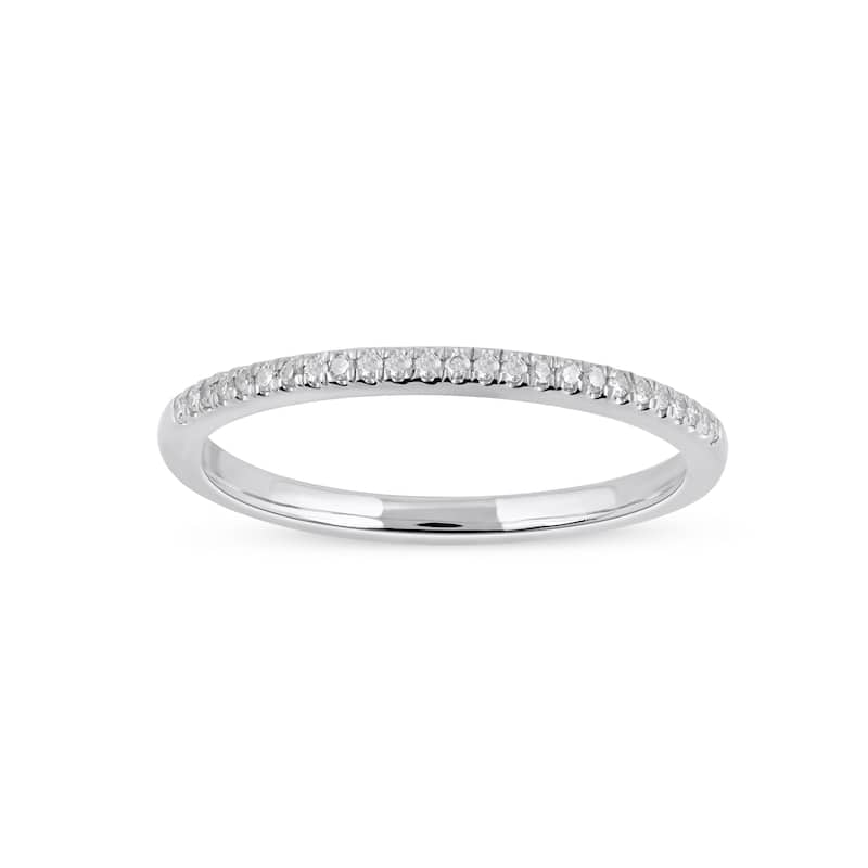 1/10ct TDW Diamond Studded Anniversary Band in 10K White Gold for Women
