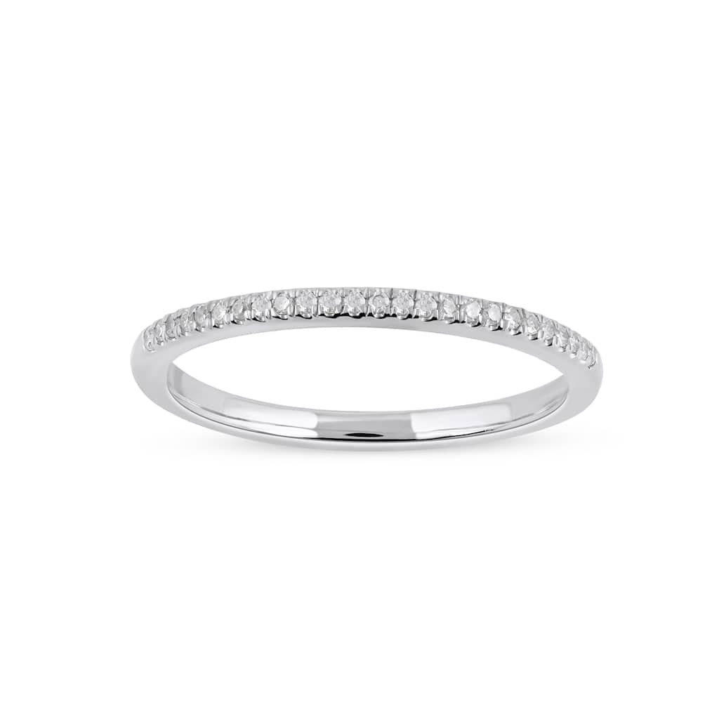 1/10ct TDW Diamond Studded Anniversary Band in 10K White Gold for Women