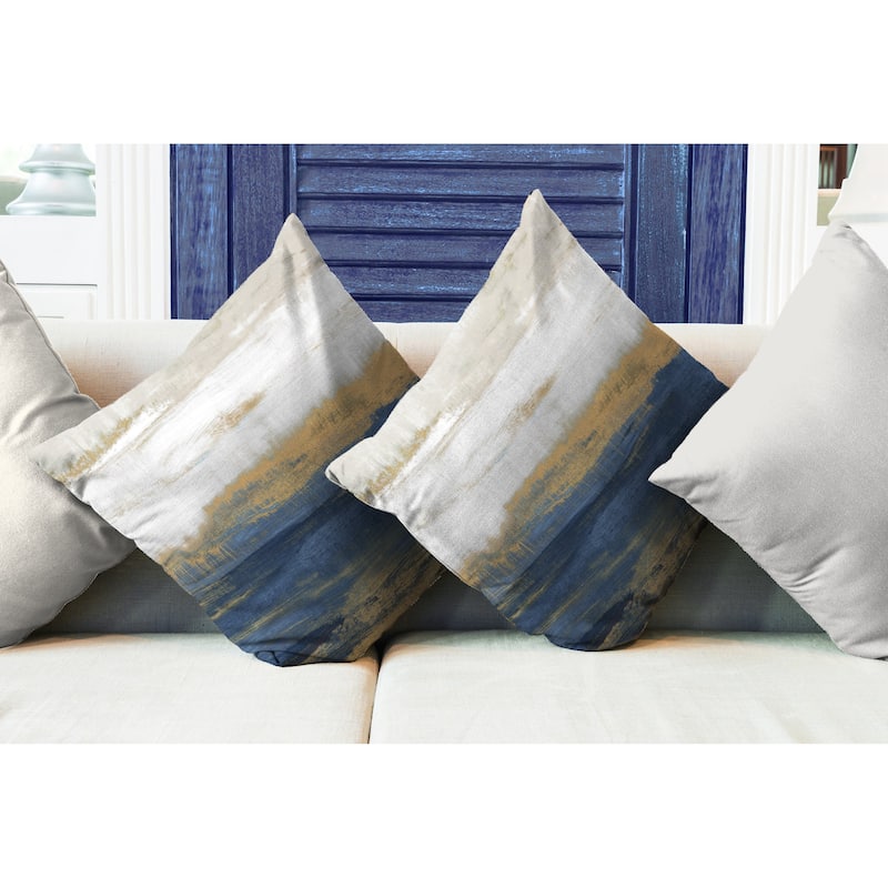 Laural Home Deep Shades Of Blue Abstract Outdoor Decorative Pillow