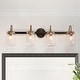 preview thumbnail 1 of 12, Kole Farmhouse 4-Light Linear Bathroom Vanity Lights Mason Jar Glass Wall Sconces L32" x W7" x H10" - Upgraded Black&Gold