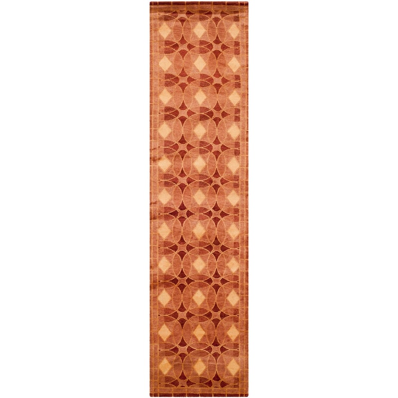 SAFAVIEH Couture Hand-knotted Tibetan Gwenola Modern Wool Rug - 2'6" x 10' Runner - Rust