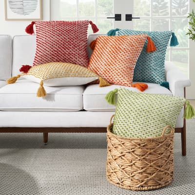 Mina Victory Outdoor Pillows Textured Throw Pillow