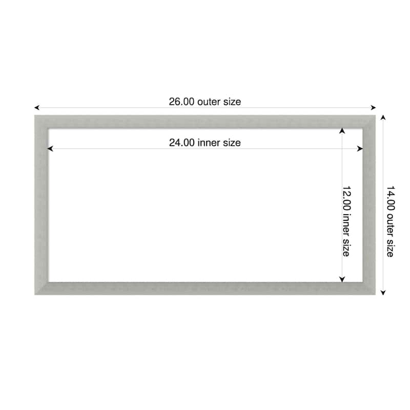 Amanti Art Silver Leaf Framed Dry Erase Magnetic Board - 26 x 14 in