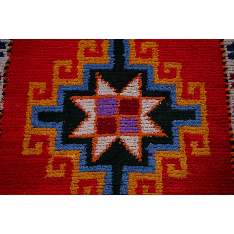 Tribal Anatolian Turkish Vintage Runner Rug Handmade Red Silk Carpet - 1'11"x 10'6"