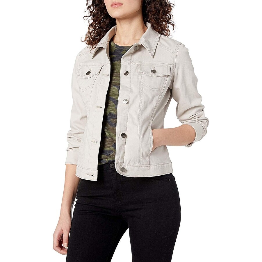 Shop Elia Cher Women S Denim Jacket Eggshell White Ivory Size Large L On Sale Overstock 30876587