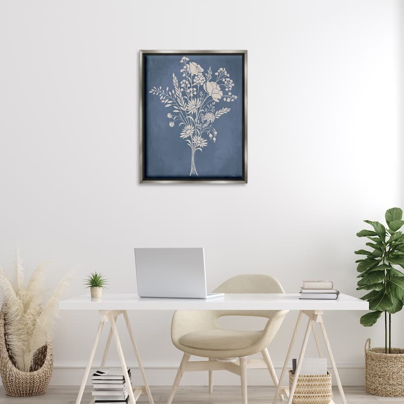 Stupell Garden Bundle over Blue Framed Floater Canvas Wall Art Design By Cat Thurman Designs
