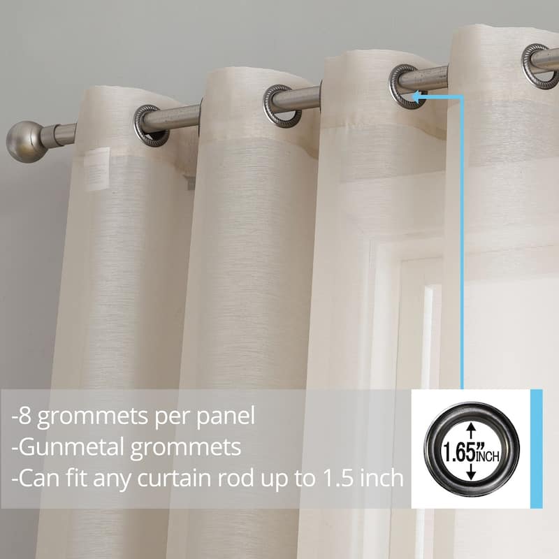 HLC.me 2 Piece Semi Sheer Voile Window Curtain Drapes Grommet Top Panels Bedroom, Living Room - Set of 2 panels