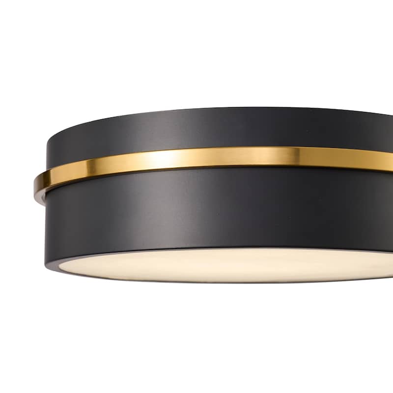 Artcraft Dax Integrated LED Flush Mount - Black with Brass Accent