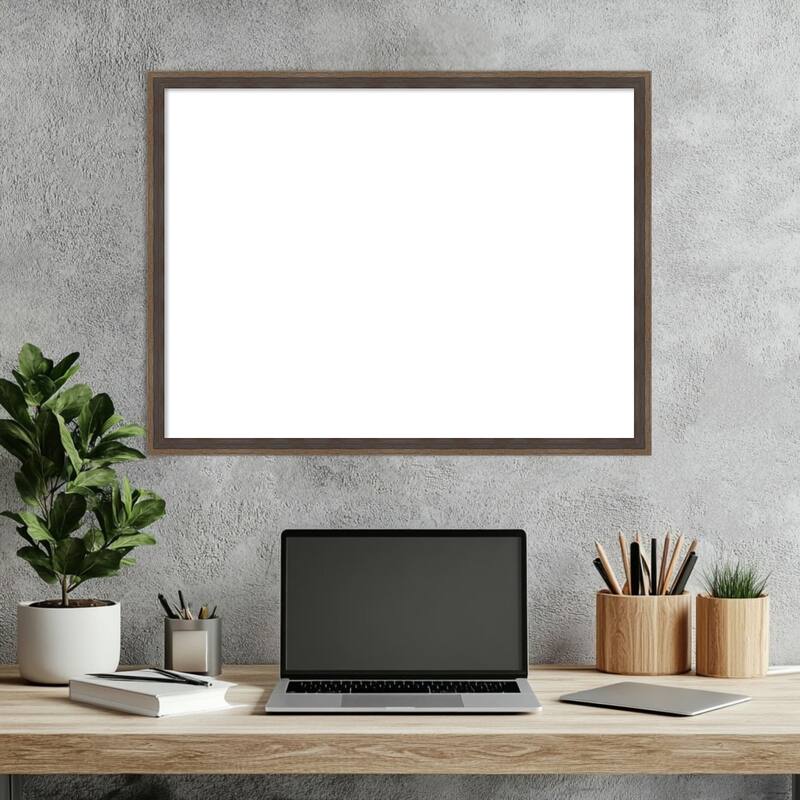 Amanti Art Hardwood Wedge Mocha Framed Dry Erase Magnetic Board