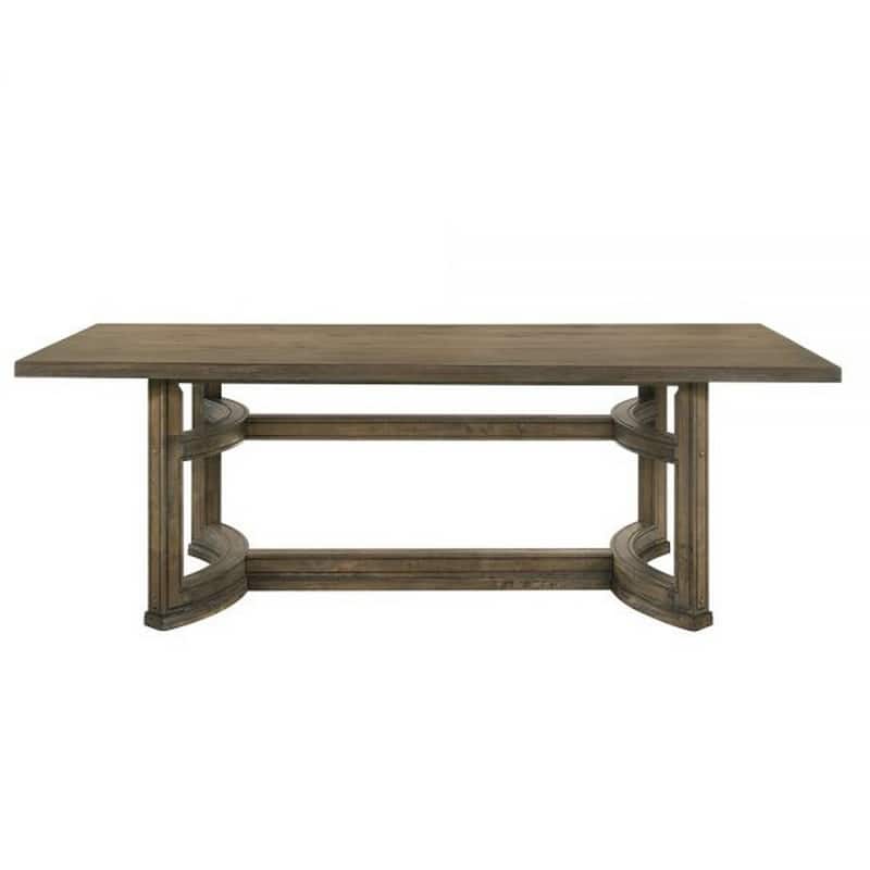 Stacy 88 Inch Dining Table, Rectangular Top, Rubberwood, Weathered Oak