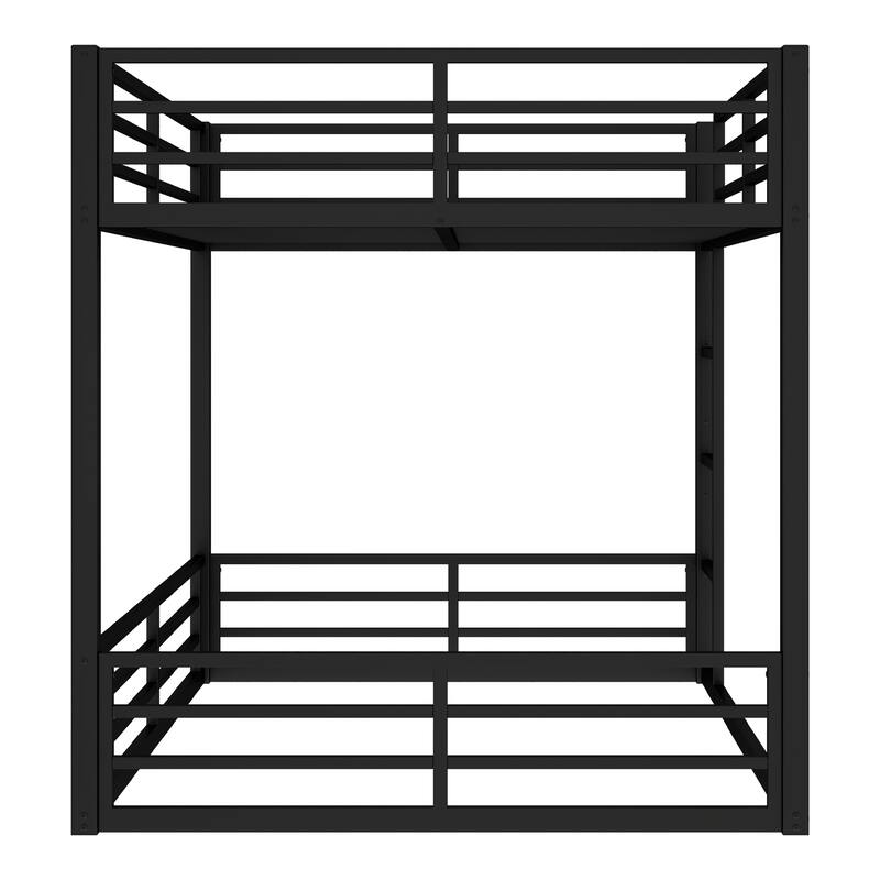 Roomfitters Metal Queen/Full over Queen Bunk Bed, Space-Saving Noise-Reduced Frame, No Box Spring Needed, Black