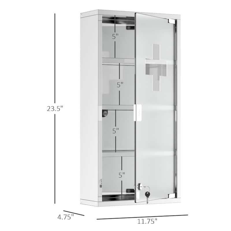 kleankin Wall Mounted Medicine Cabinet, Stainless Steel Frame,Silver