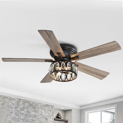 52-inch Indoor Matte Black Farmhouse Ceiling Fan with Remote