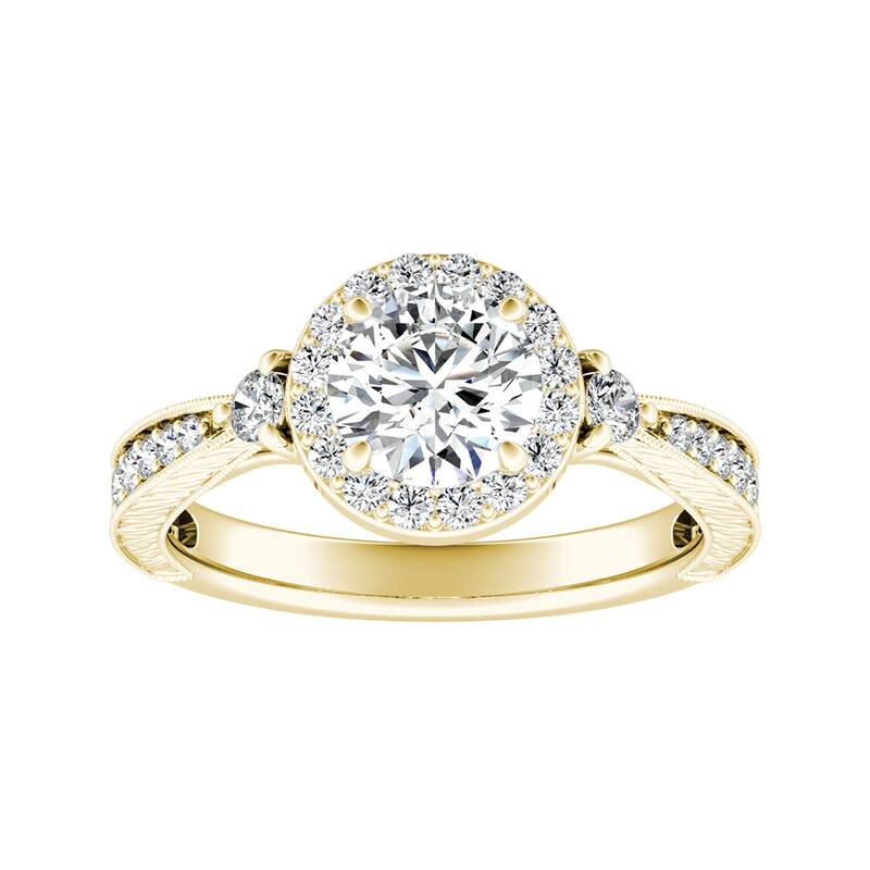 Auriya 14k Gold 2ctw Vintage Moissanite Halo Diamond Engagement Ring 1/3ctw - Yellow - 6