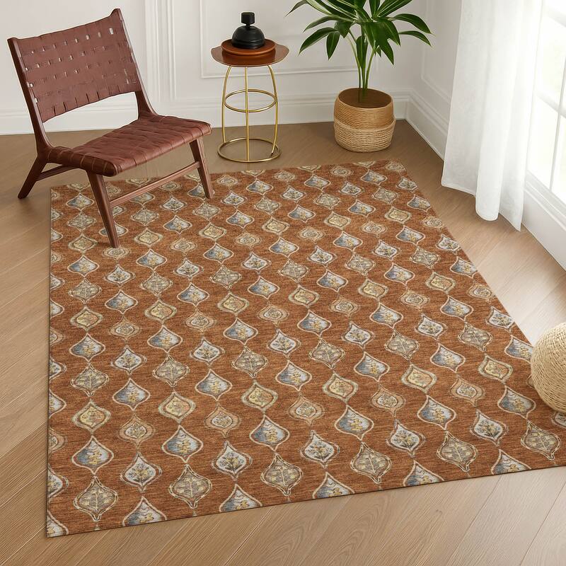 Machine Washable Indoor/ Outdoor Casual Greenwood Chantille Rug